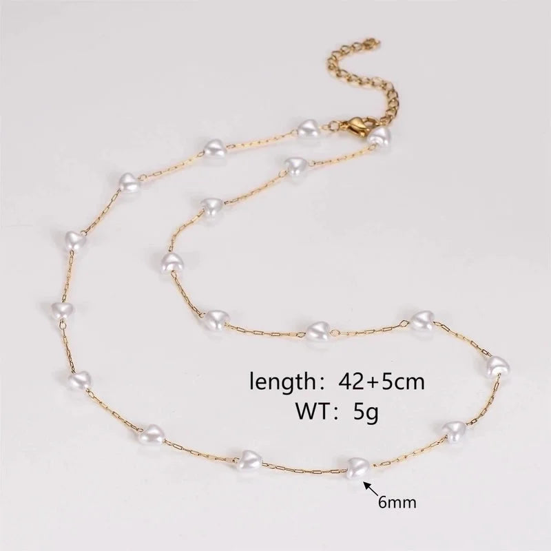 Casual Minimalist Round Heart Shape 304 Stainless Steel Artificial Pearl Necklace