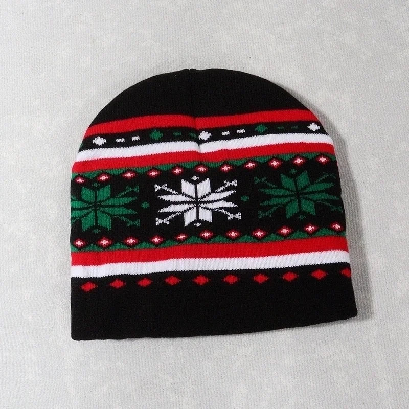 Unisex Cute Vintage Style Christmas Hat Christmas Tree Santa Claus Eaveless Wool Cap