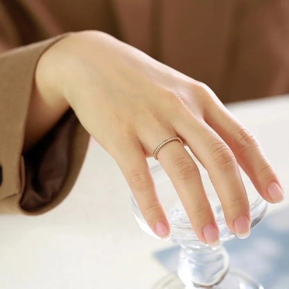 Minimalist Circle 304 Stainless Steel Rhinestones Plating Inlay Stainless Steel Rings