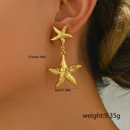1 Pair Elegant Sweet Starfish Heart Shape Butterfly Inlay 201 Stainless Steel Pearl Stainless Steel Earrings