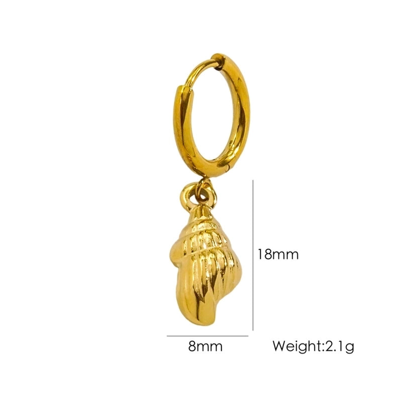 3 Pieces Beach Tortoise Starfish Shell Plating 304 Stainless Steel 14K Gold Plated Earrings