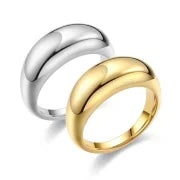 Minimalist Classic Style Solid Color Titanium Steel 18K Gold Plated Polishing Plating Rings