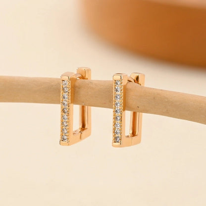 1 Pair Minimalist Solid Color Copper Zircon Earrings