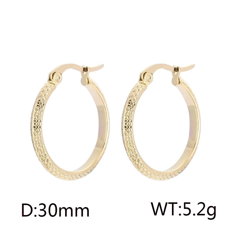 1 Pair Casual Minimalist Solid Color Plating Titanium Steel 18K Gold Plated Hoop Earrings