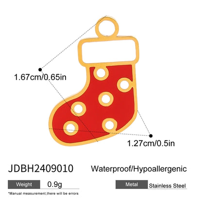 3 PCS/Package 304 Stainless Steel 18K Gold Plated Santa Claus Christmas Socks Snowman Pendant Jewelry Accessories