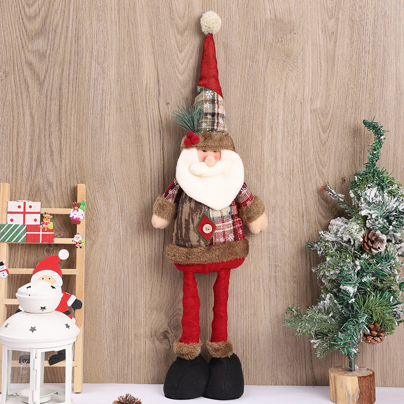 Christmas Vintage Telescopic Doll Window Display Santa Claus Snowman Standing Figure Doll