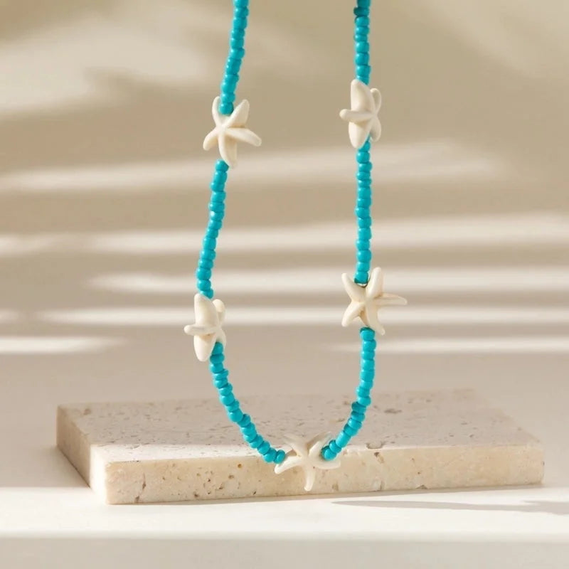 Copper Inlay Star Turquoise Necklace