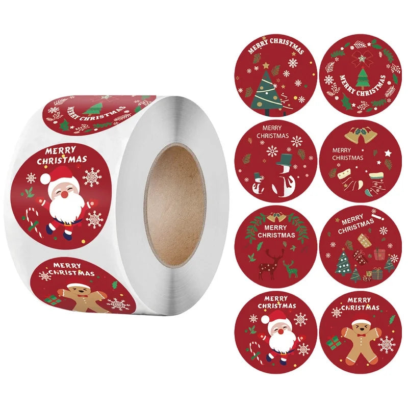 Cute Cowhide Self-adhesive Label Christmas Decorative Label Roll Stickers