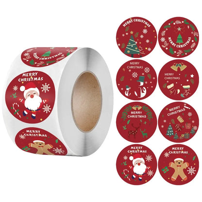 Cute Cowhide Self-adhesive Label Christmas Decorative Label Roll Stickers