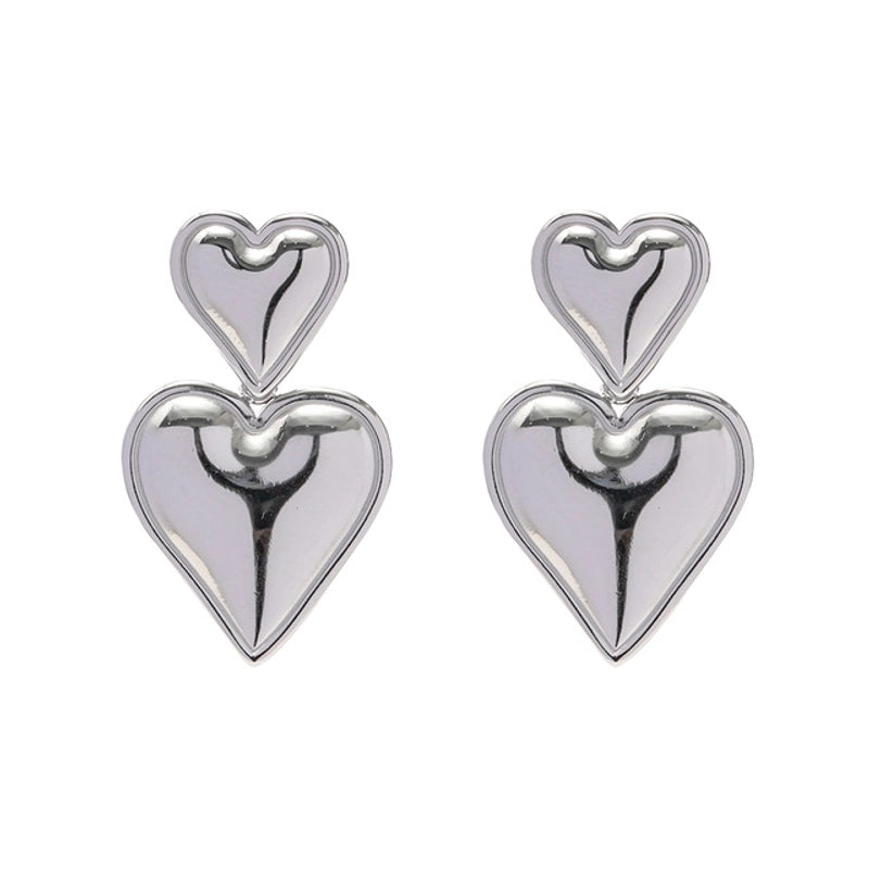 1 Pair Elegant Sweet Heart Shape Titanium Steel Drop Earrings