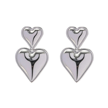 1 Pair Elegant Sweet Heart Shape Titanium Steel Drop Earrings