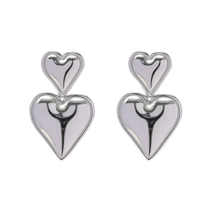 1 Pair Elegant Sweet Heart Shape Titanium Steel Drop Earrings