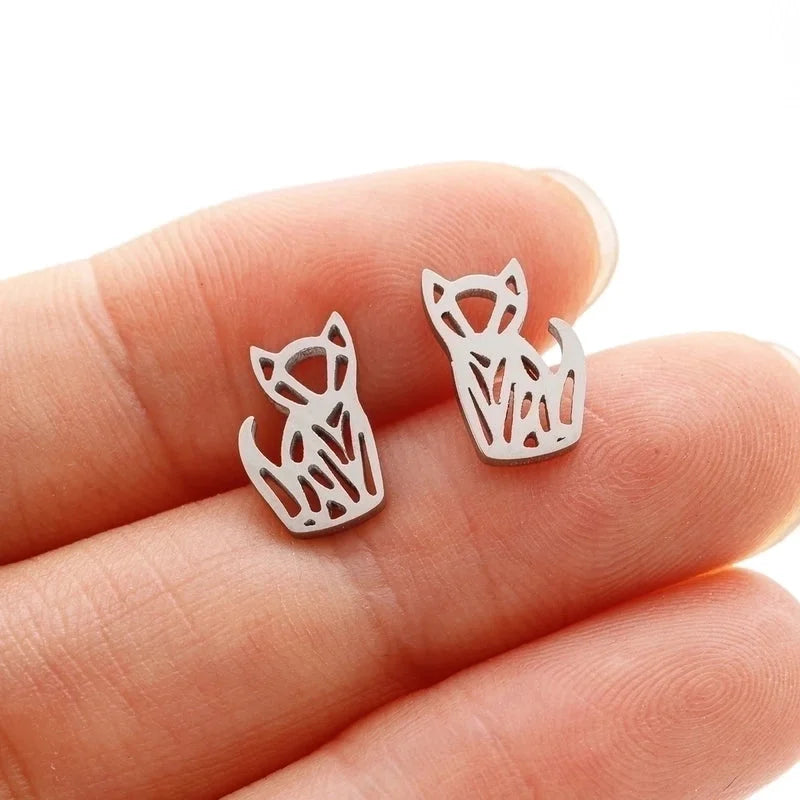 1 Pair Cute Minimalist Animal Notes Polishing 304 Stainless Steel 18K Gold Plated Ear Studs