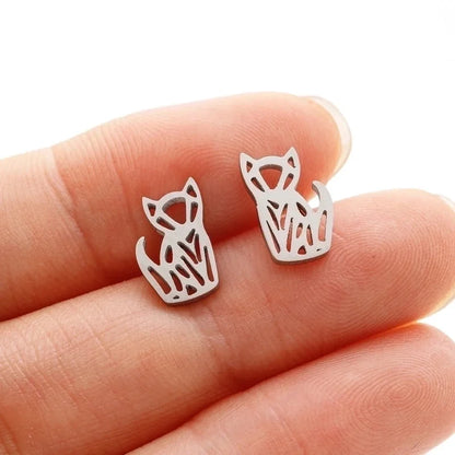 1 Pair Cute Minimalist Animal Notes Polishing 304 Stainless Steel 18K Gold Plated Ear Studs