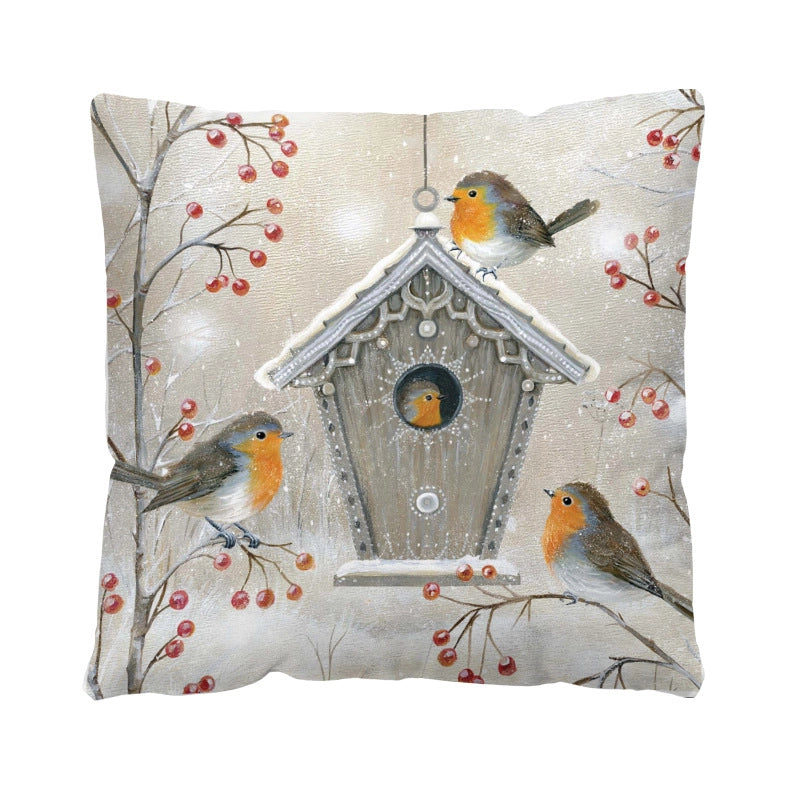 Christmas Glam Santa Claus Snowman Short Plush Pillow Cases Couch & Sofa Decor