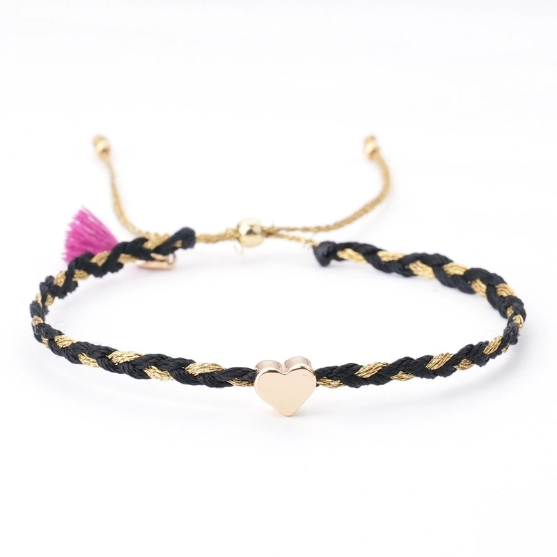 Cotton Rope Copper Minimalist Classic Style Commute Heart Shape Drawstring Bracelets