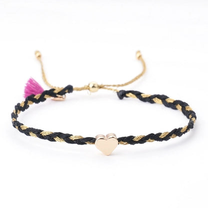 Cotton Rope Copper Minimalist Classic Style Commute Heart Shape Drawstring Bracelets