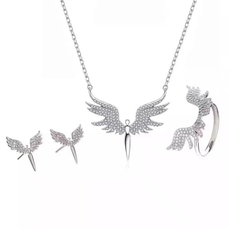 Angel Wings Titanium Steel Necklace Pendant Women's Collarbone Creative Wings Necklace Gift For Girlfriend Wife -3010
