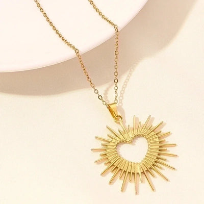 Elegant Minimalist Heart Shape 304 Stainless Steel 18K Gold Plated Plating Hollow Out Pendant Necklace