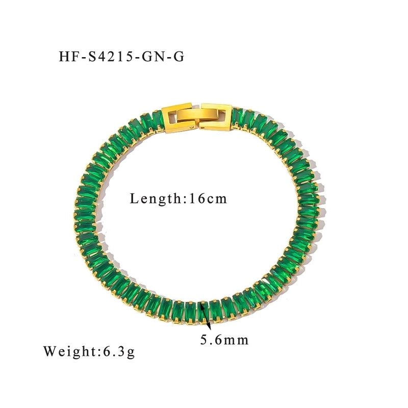 Retro Solid Color 304 Stainless Steel Zircon Bracelets In Bulk