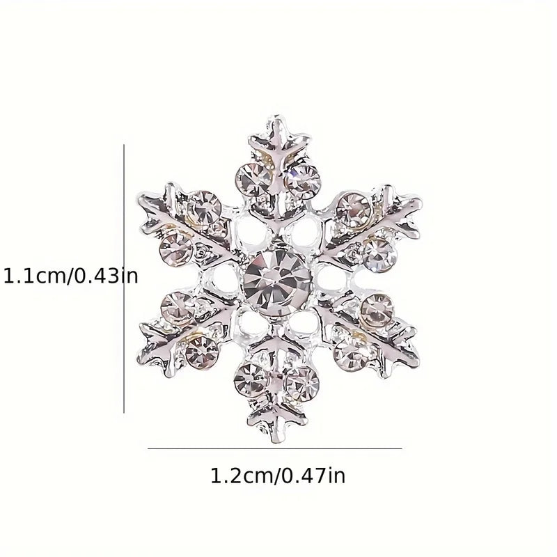 New Arrival Nail Art Snowflake Series Alloy Ornament Christmas White Diamond Snowflake Ornament