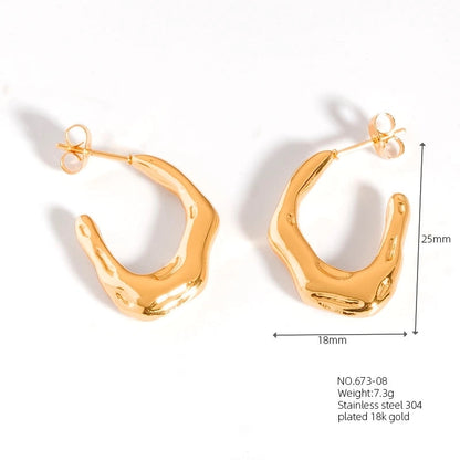 1 Pair Casual Modern Style Classic Style U Shape Geometric 304 Stainless Steel Titanium Steel 18K Gold Plated Earrings
