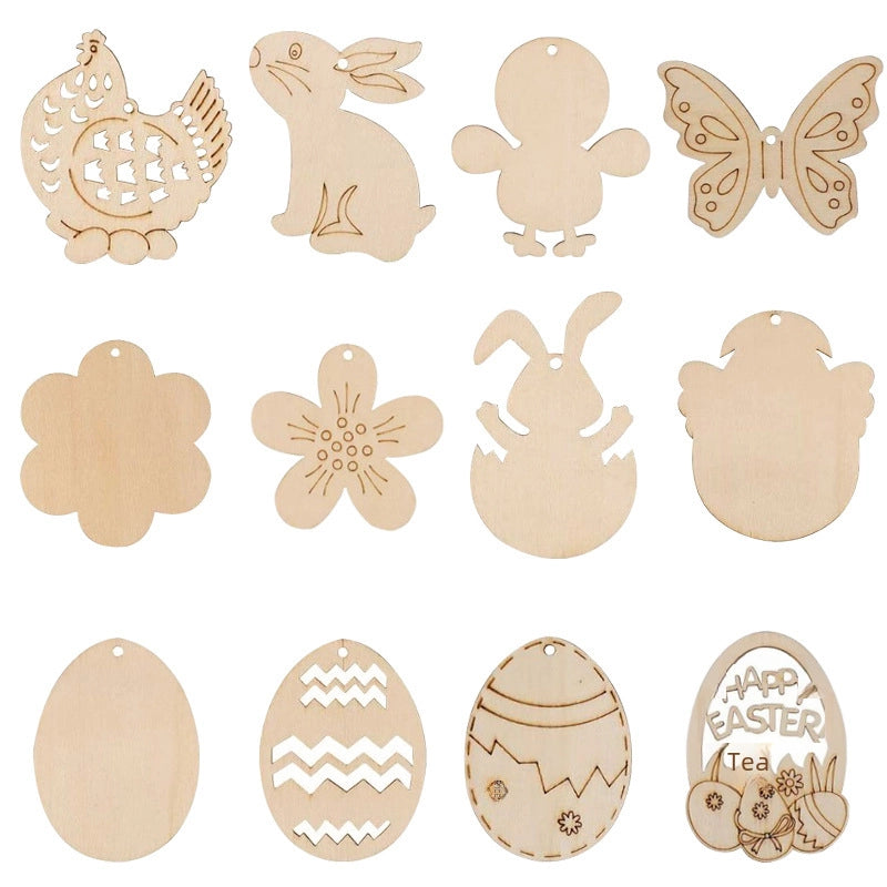 Christmas Pendant Home Decoration Supplies Wood Crafts Creative Carving Wood Christmas Tree Hanging Ornaments