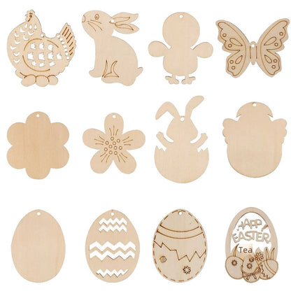 Christmas Pendant Home Decoration Supplies Wood Crafts Creative Carving Wood Christmas Tree Hanging Ornaments