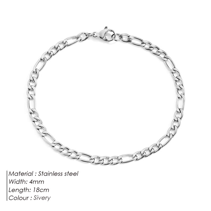 Hip-Hop Geometric 304 Stainless Steel Figaro Chain Bracelets In Bulk