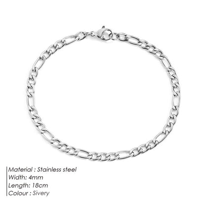 Hip-Hop Geometric 304 Stainless Steel Figaro Chain Bracelets In Bulk