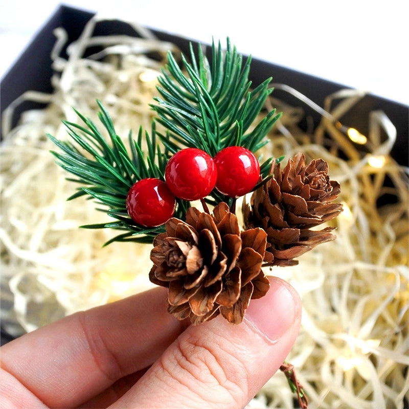 Christmas Decorations Pine Branches Pine Needles Red Pine Cone Pendant DIY Accessories Creative Packaging Gift Box Accessories