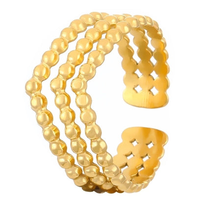 Minimalist Classic Style Geometric 304 Stainless Steel 18K Gold Plated Open Rings