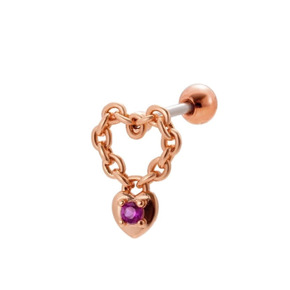 1 Piece Ear Cartilage Rings & Studs Sweet Heart Shape Flower 316L Stainless Steel Copper Plating Inlay Zircon Ear Cartilage Rings & Studs