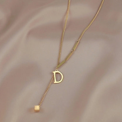 Sweet Minimalist Round Chinese Character Flower Titanium Steel Inlay Rhinestones Shell Pendant Necklace