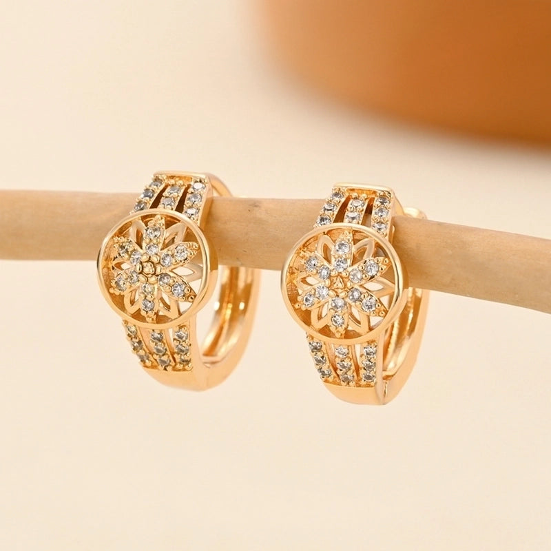 1 Pair Minimalist Solid Color Copper Zircon Earrings