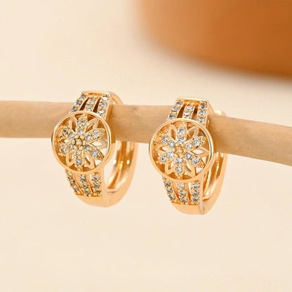 1 Pair Minimalist Solid Color Copper Zircon Earrings