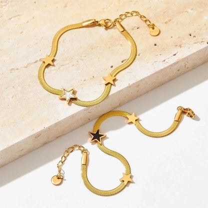 3 Pieces 304 Stainless Steel Titanium Steel White Gold Plated Gold Plated Classic Style Plating Star Bracelets Necklace