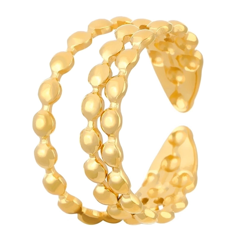 Minimalist Classic Style Geometric 304 Stainless Steel 18K Gold Plated Open Rings