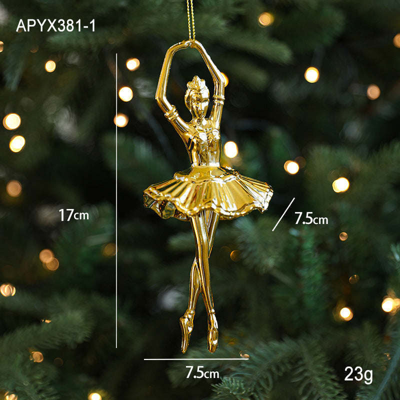 Christmas Gold Christmas Tree Ornaments Snowflake Crystal Shoes Reindeer Pendants Electroplated Accessories Pendants