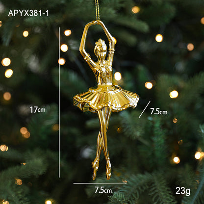 Christmas Gold Christmas Tree Ornaments Snowflake Crystal Shoes Reindeer Pendants Electroplated Accessories Pendants