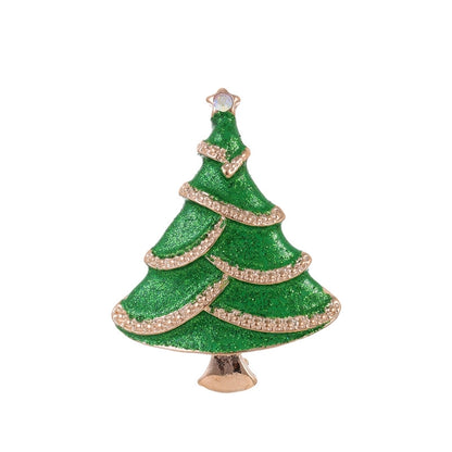 Cute Pin Christmas Tree Zinc Alloy Enamel Plating Inlay Rhinestones Unisex Brooches
