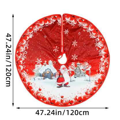 Christmas Tree Skirt Exquisite Printed Tree Base Decoration Tree Skirt Christmas Outfit