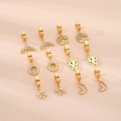 1 Pair Sweet Tree Fruit Plating Inlay 304 Stainless Steel Zircon K Gold Plated Drop Earrings