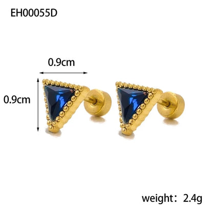 1 Pair Minimalist Triangle 304 Stainless Steel Zircon 18K Gold Plated Earrings
