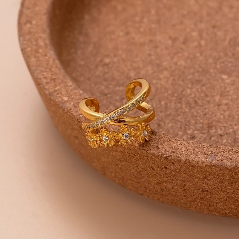 1 Piece Ear Cartilage Rings & Studs Sweet Water Droplets Heart Shape Copper Plating Inlay Zircon