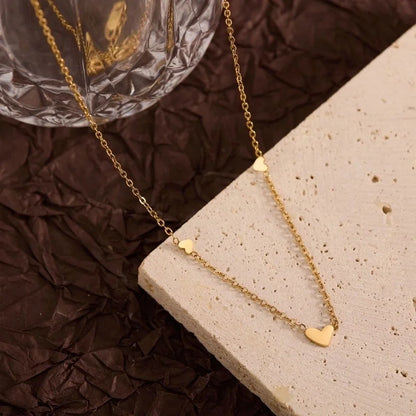 Titanium Steel Copper Leaf Heart Shape Pendant Necklace