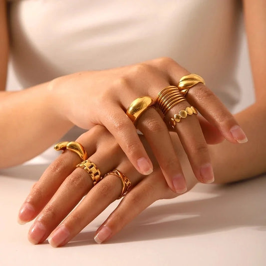 Classic Style Irregular Geometric 304 Stainless Steel Titanium Steel 18K Gold Plated Open Rings