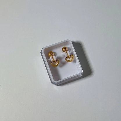 1 Pair Sweet Cross Heart Shape Snowflake Plating 304 Stainless Steel Titanium Steel 18K Gold Plated Cartilage Earrings