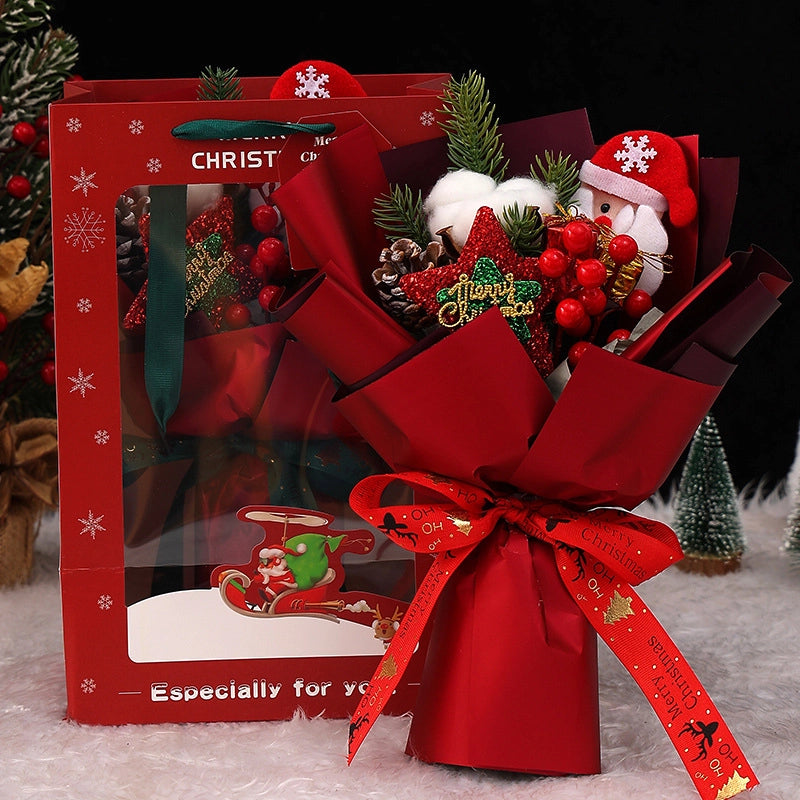 Christmas Cute Santa Claus Plush Holiday Party Date Bouquet Decorations Table Decoration