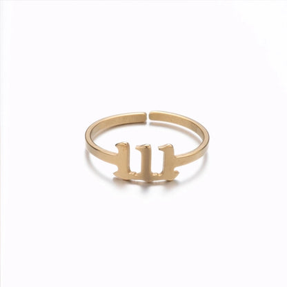 Retro Letter 201 Stainless Steel 18K Gold Plated Plating Open Ring